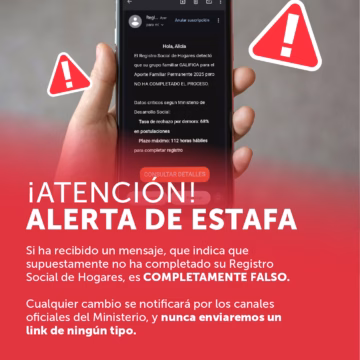 Ministerio de Desarrollo Social alerta por falso SMS que suplanta al Registro Social de Hogares