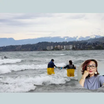 Collage de fotos de familia cuadrícula limpio en celeste y blanco «El costo de la contaminación de algunos y el silencio del Estado lo pagamos todos»