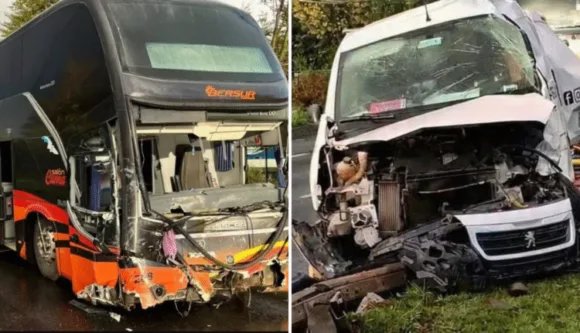 Dos fallecidos deja violenta colisión entre furgón y bus que trasladaba a juveniles de Deportes Temuco