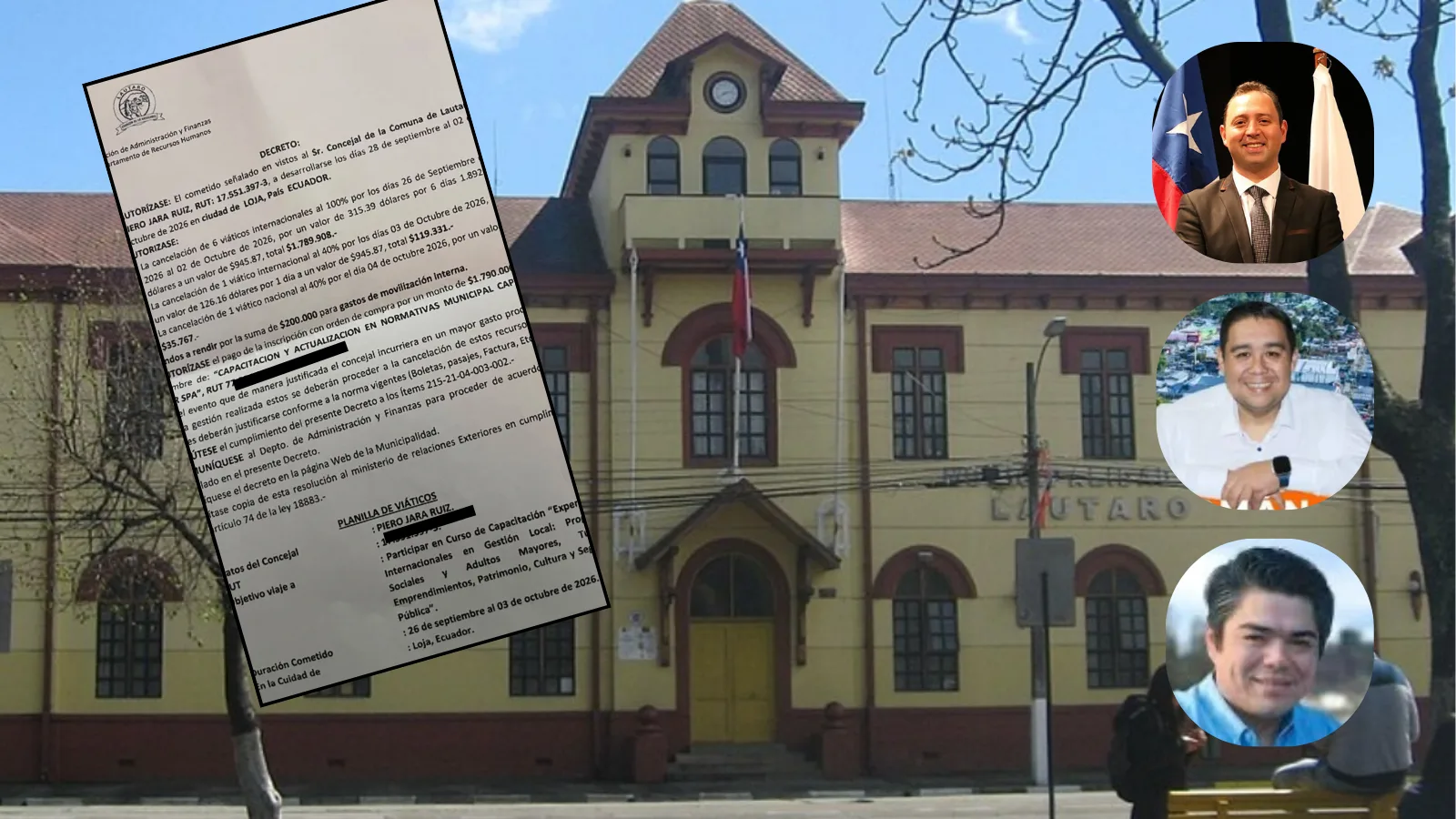 Diseño sin título Tres concejales de Lautaro están en Ecuador con $11,8 millones de recursos municipales